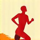 Stylized icon of an active human figure, representing fitness and movement.