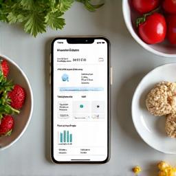 A smartphone screen showing a nutrition tracking app with detailed food logs.